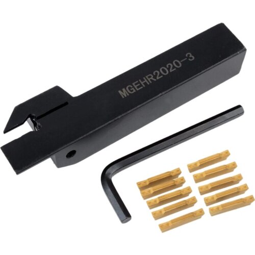 10pcs Mgmn300-M Inserts + Mgehr2020-3 Right Hand Toolholder Boring Bar With Wrench For Lathe Cutting Turning Tool