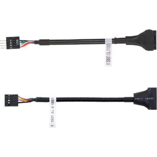 2pcs USB 2.0 9Pin to USB 3.0 20pin Housing Header Female Cable Reversible for Motherboard