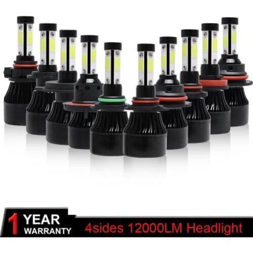 20Pairs New 4 Sides 6000K 8000K 100W 12000lm 9005 9006 H11 H4 H7 Car LED Headlight Bulbs Auto Led HB3 HB4 9007 HB5 Headlamps