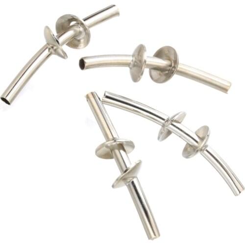 20 pcs carved curved tube spacer bead connectors for bracelet earrings silver rhodium plated jewelry findings accessories