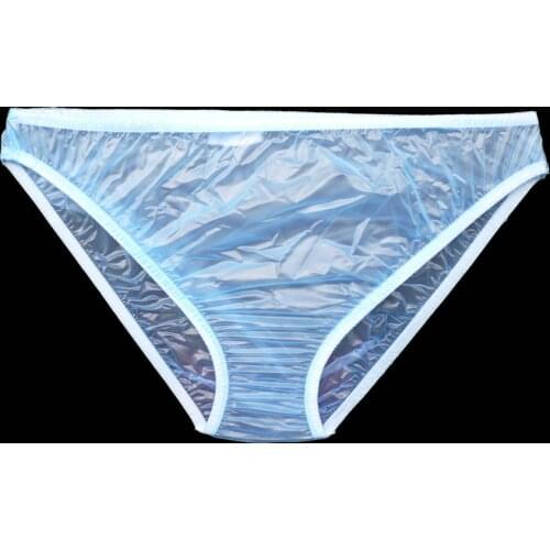 ABDL PVC Adult Baby Plastics Bikini Pants New Underwear Color Transparent Blue 3 Pack