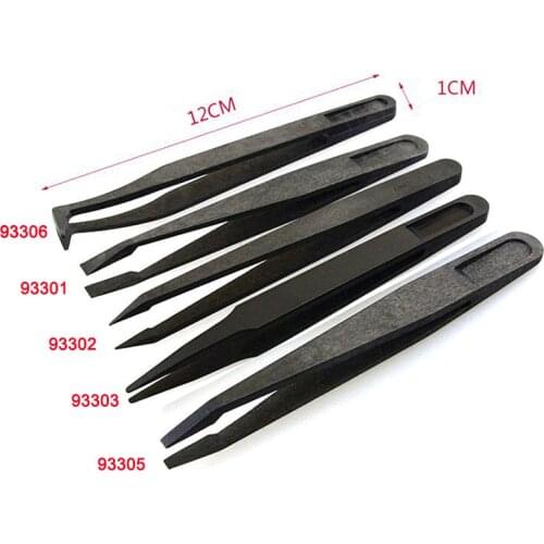 5PCS/lot New Anti-static Antimagnetic Watch Jewelry Plastic Tweezer Heat Resistant Repair Tool Pointed,flat,elbow head