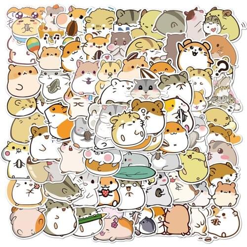 50/100pcs cute round hamster graffiti stickers mobile phone case skateboard suitcase waterproof stickers