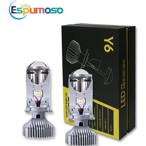 H4 Automobile Motorcycle Lamp 80W 3000K 4300K 6000K Y6 Led Headlight Tricolor Mini Lens Far and Near Integrated Fisheye Headlamp