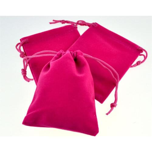 50pcs 7x9cm Jewelry Packing Velvet bag hot pink color Velvet Drawstring bags Pouches Free Shipping