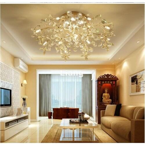 Free Shipping Gold Modern G9 Crystal Ceiling Lamp Crystal Light Bedroom Luminarias Home Decor Creative LED Crystal Ceiling Lamp