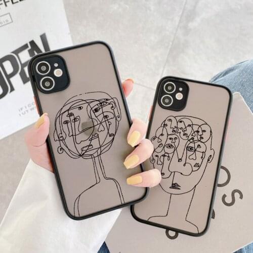 Funny Abstract Face Multifaceted Line Phone Case For iphone 6s 7 8 plus SE 2020 12 11 Pro Max X XR XS MAX Back Cover Hard Fundas