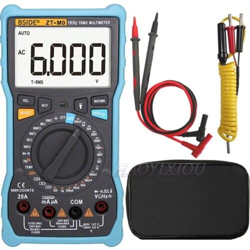 BSIDE ZT-M0 Smart Manual Digital Multimeter LCD Display 6000Counts Voltage Square Wave Output Capacitance Battery Tester DMM