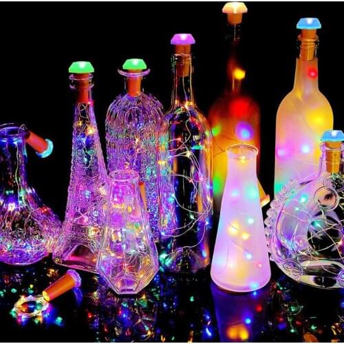 Solar Light Wine Bottle Colorful String Lights For Party Wedding Festival Home Garden Decoration Waterproof Lamp Color Change