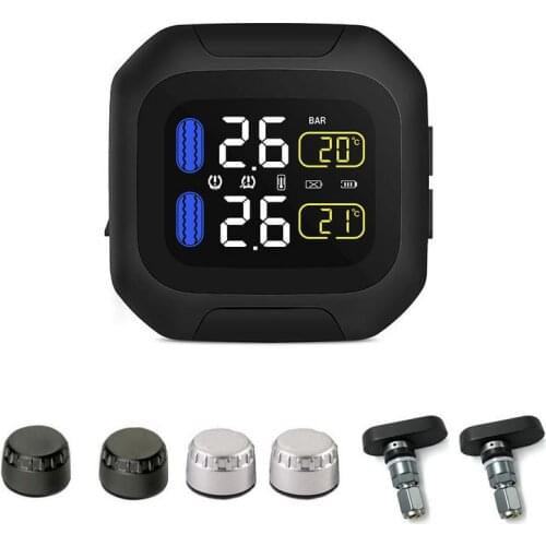 Pressure Gauge Motorcycle Real Time Tire Pressure Monitoring System TPMS Wireless LCD Display Internal or External TH/WI Sensors