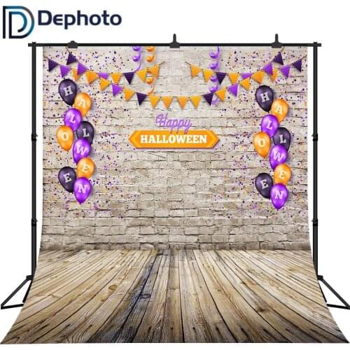 Dephoto Happy Halloween Photography Backdrop Brick Wall Balloons Party Decor Background Photo Studio Booth Photographer Props