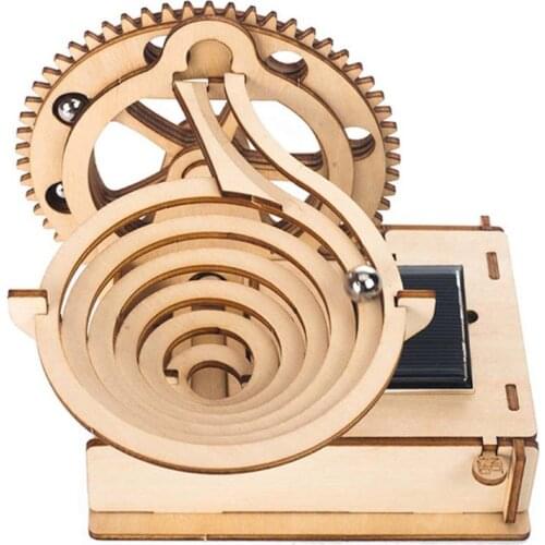 Wooden Solar Track Ball DIY 3D Wooden Race Run Maze Puzzle Building Kits Toys P31B