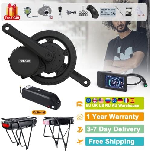 Bafang 48V 500W BBS02B Mid Crank Motor Electric Bicycle Conversion Kit 52V 14Ah 48V 12Ah 17.5Ah eBike Battery with Samsung Cell
