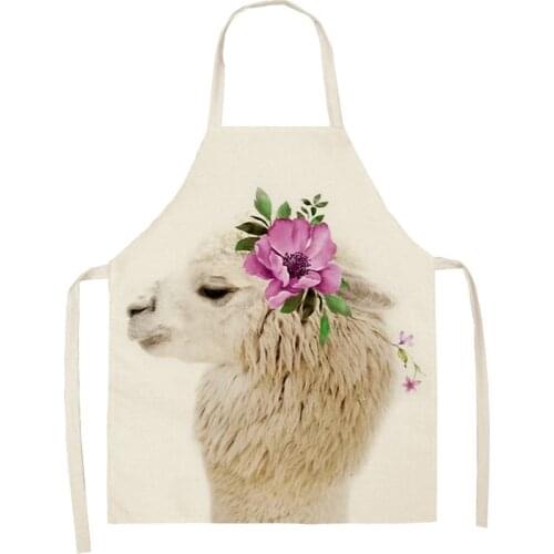 Flower Cute animal Pattern Cotton Linen Aprons Home Cleaning Cooking Kitchen Apron Cook Wear Adult Bibs Pinafore apron for men