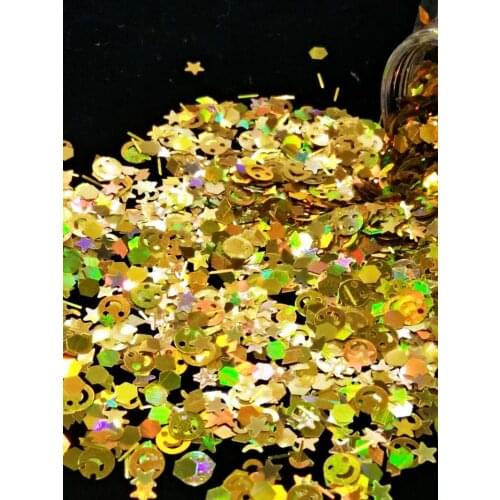 Holographic powder Mix Gold & Silver Glitter Spangles 1 Box /Lot Sequins Charms Nail Glitter Nail Art Supplies Craft Jar Glitter