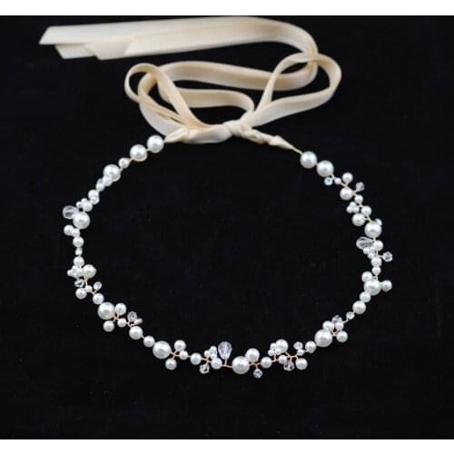 Bridal Headband Wedding Hair Jewelry Pearl Crystal Headband Bride Hair Accessories Headband Bridal Tiara Wedding Headband Flower