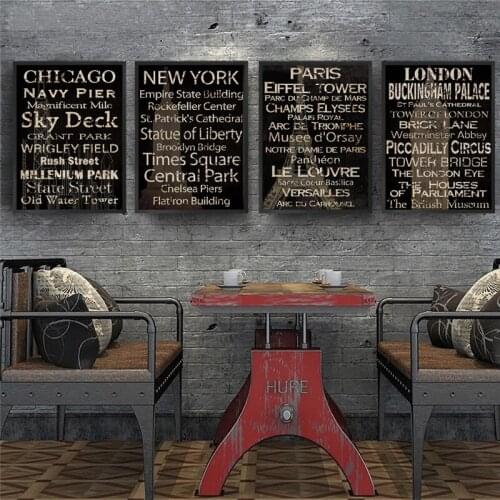Retro English Letter Proverb Abstract Tower Building Canvas Painting Wall Picture Printing Poster Bar Cafe Room Home Decoration