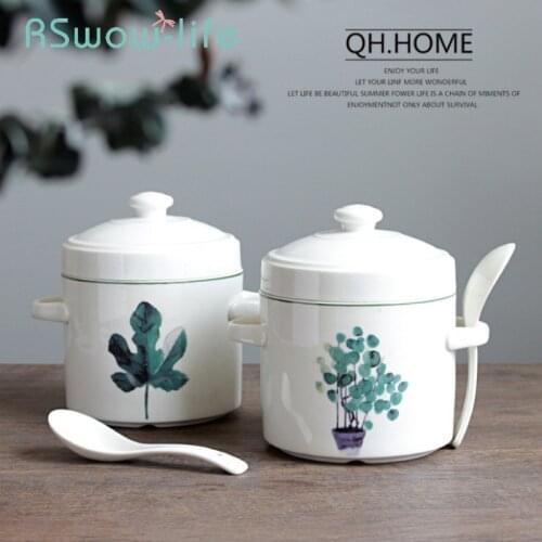 Ceramic Waterproof Stew Cup Birds Nest Steamed Egg Bowl Binaural Egg Cup Soup Cup Household Large Soup Bowl For Home