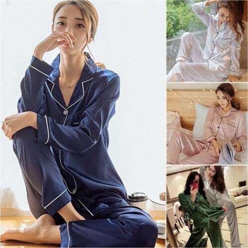Womens suit fashion home wear casual wear two-piece long sleeve top and trouser suit solid color square collar loose hot sale