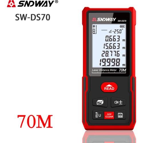 SNDWAY Laser Distance Meter Digital Rangefinder 70m Laser Distance Measurer Electronic Level Ruler Range Finder