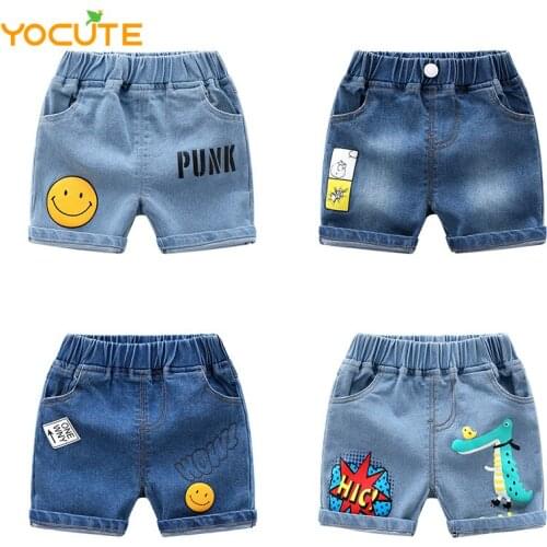 Baby Boy Summer Shorts Fashion Children Clothes Cute Cartoon Print Cotton Soft Denim Shorts Jeans Girls Outwear Fifth Pants 2-7y