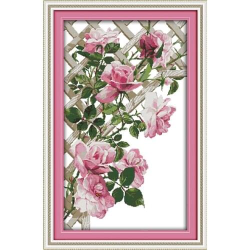 Joy Sunday Rose Counting Cross Stitch Kit on the fence 11&14CTC cross stitch embroidery needle and thread, handmade gifts