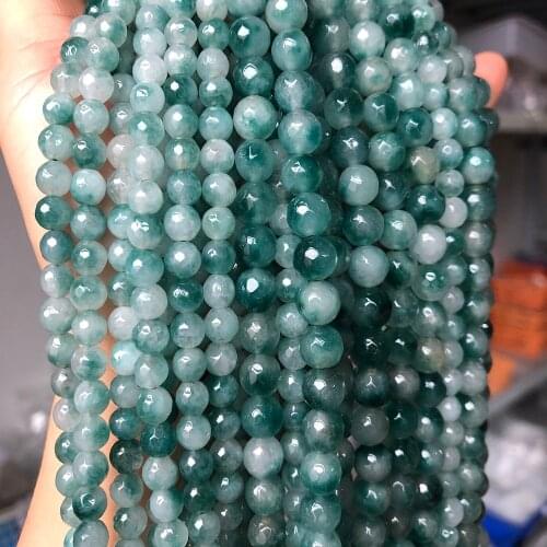 Natural Stone Faceted Green Chalcedony Jades Beads Loose Spacer Beads For Jewelry Making Diy Bracelet Necklace 4/6/8/10mm 15Inch