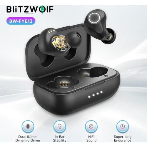 [Dual Dynamic] BlitzWolf BW-FYE13 TWS bluetooth-compatible 5.2 Earphone QCC3040 APT Low Latency HiFi Stereo CVC HD Calls IPX5