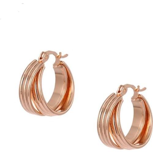 Stainless Steel Rose Gold Women Multilayer Twist Ladies Women Eternal Hoop Earrings Jewelry Gift For Him