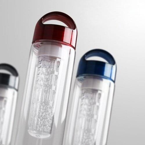 Plastic Fruit Infuser Water Bottle with Filter Leakproof Sport Hiking Camping Fruit Drink Bottle TB Sale