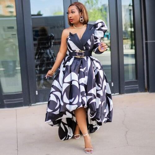 MD African Print Dresses 2021 Summer Sexy Robes Tutu Kanga Ankara Dashiki Dress Elegant Ladies Dinner Gown Tenue Africaine Femme