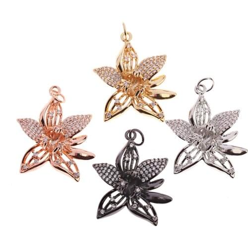 Pendant Flower Decoration Alloy Material Micro-Inlaid Zirconium Popular Retro DIY Handmade Earrings Bracelet Necklace Decoration
