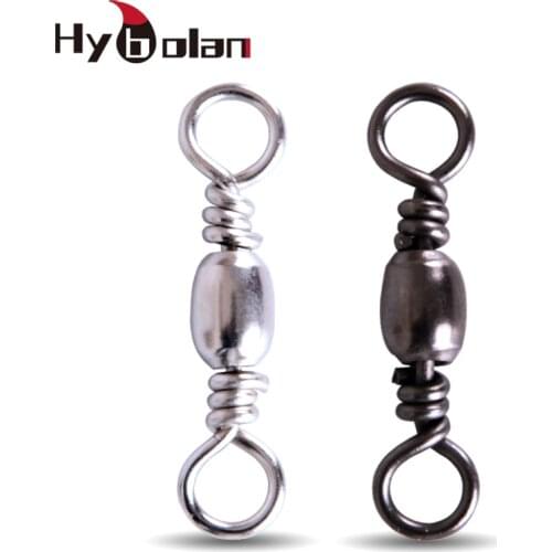 HYBOLAN 20pcs Fishing Connector Rolling Barrel Swivel Solid Ring Stainless Steel for Sea Fishing Lure Accessories 2#-10# 1001