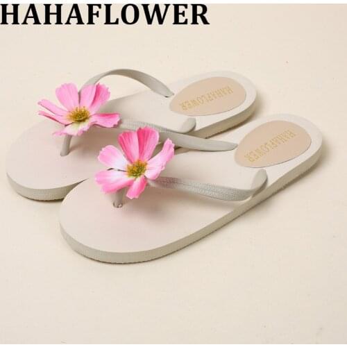 HAHAFLOWER Lovely flower Flats Sandals Women Flip Flops Summer Beach Big Flower Women Shoes Casual Comfortable Slippers