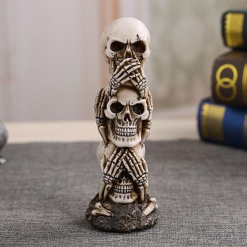 1 Pcs Resin Craft Skull Horror Statue Creative Statue Sculpture Birthday Gift Home Office Decoration Skull