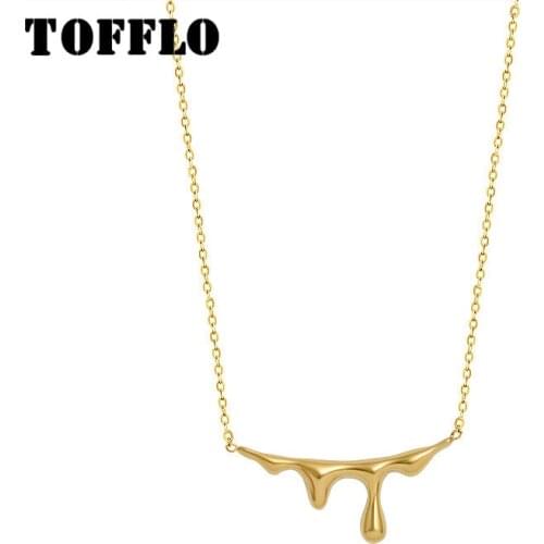 TOFFLO Stainless Steel Jewelry Water Drop Lava Pendant Necklace Female Clavicle Chain Cool Female Necklace BSP754