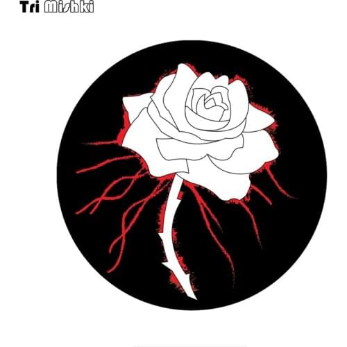 Tri Mishki WCS759 14*14cm black rose symbol car sticker PVC coloful Decals Motorcycle Accessories sticker