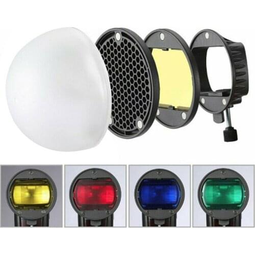 Universal Magnetic Mount Adapter Magnet Flash Control Honeycomb Grid Reflector with 4 Color Gel Filters Diffuser Ball