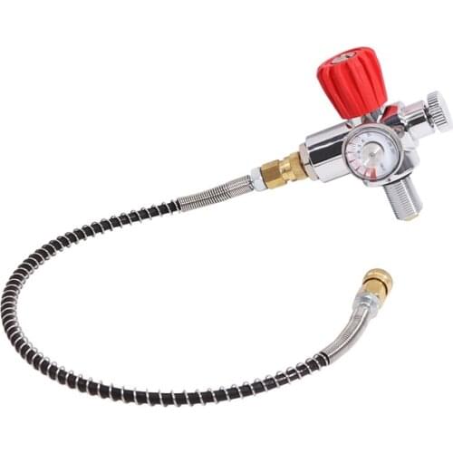 NEW-CO2 Tank Compressed Air DIN Valve Gauge & Fill Station,5000Psi High Pressure, 6mm Quick Disconnect Adapter,7/8-14UNF