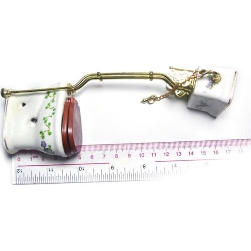 Vintage 1:12 Dollhouse Miniature Furniture Bathroom Porcelain Toilet Closestool For Dolls Kids Role Play Toys Gift Dollhouse