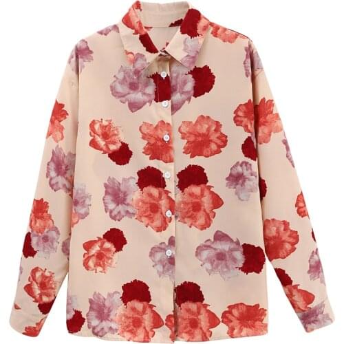 2021 New Arrival Spring Autumn Women Long Sleeve Shirt High Quality Retro Flowers Print Casual Blouse Women Tops