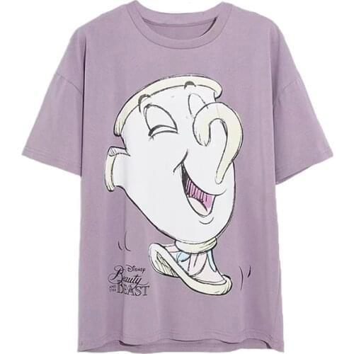 Disney Cartoon Princess Shirts for Women Print Round Neck Short-sleeved Women Fashion Clothing Graphic T-Shirts Harajuku Kawaii