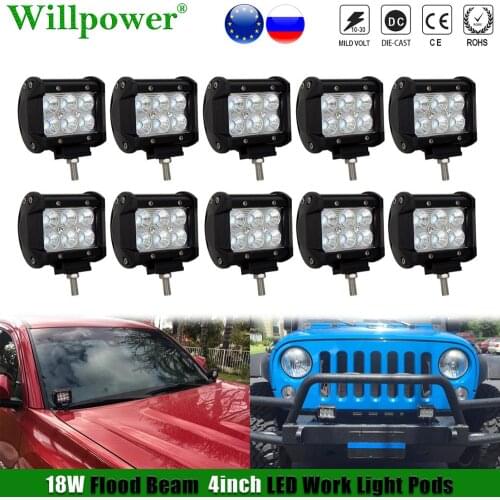 2/4/10pcs 4x4 Truck 4" LED Work Light Pods Spotlights For Jeep JK Offroad 4WD UTV ATV Pickup SUV Backup Flood Fog Driving Lamp