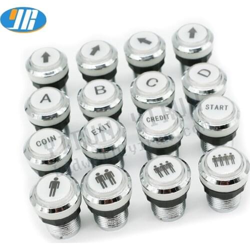 CHROME Silver Plated 12v 5v Illuminated LED Arcade Game DIY PS Push Button Switch COIN START SELECT CREDIT PAUSE EXIT MODE MENU