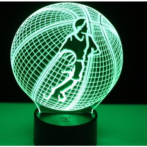 3D LED Night Light Play Basketball with 7 Colors Light for Home Decoration Dribble Lamp Amazing Visualization Optical Illusion