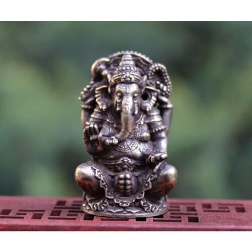 5 CM Bronze Hindu God Lord Phra Pikanet (Lord Ganesha) Ganesha Symbolism Elephant God Idol Figurine sculpture