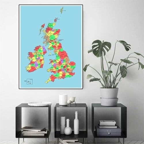 60*90 Political Map Of The United Kingdom Modern Wall Art Poster Canvas Painting School Supplies Living Room Home Decoration