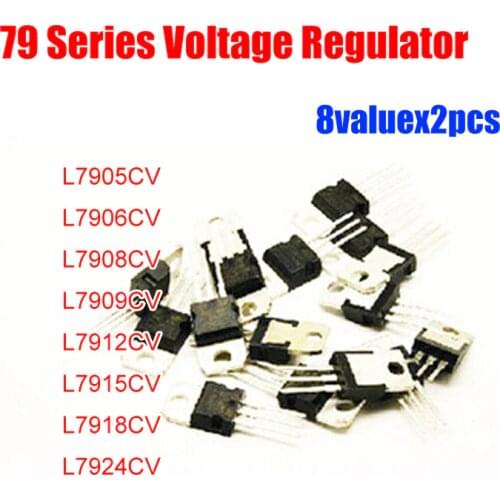 79 Series 8valuesx2pcs=16pcs Voltage Regulator Assorted Kit 7905 7906 7908 7909 7912 7915 7918 7924