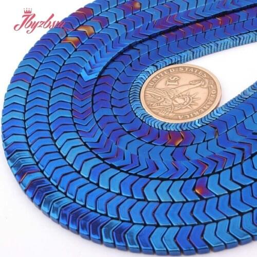 AAA+ Retention Hematite Blue V Shape 1x3/3x6/2x6/3x8mm Natural Stone Beads For Necklace Bracelet Jewelry Making Strand 15"