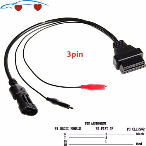 Car-detector 16Pin OBD2 to 3Pin OBD1 Diagnostic Adaptor Connector Cable For Fiat Alpha Romeo 1Pcs Fast Drop Shipping